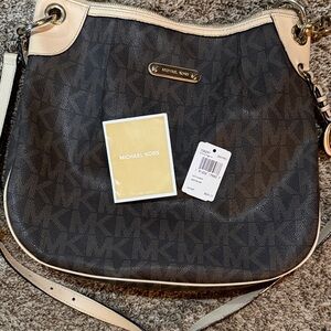 Michael Kors Black and Tan Shoulder Bag